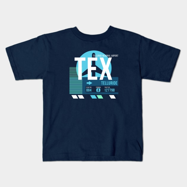 Telluride (TEX) Airport // Sunset Baggage Tag Kids T-Shirt by Now Boarding